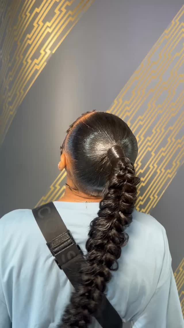 14 Hairstyles for Long Hair for Summer, Easy and Cool 2 Sleek high bubble ponytail on long dark hair from a back view